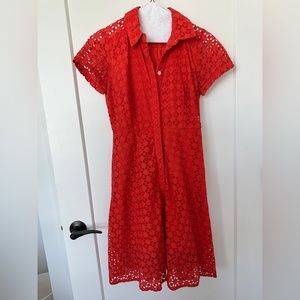 Ann Taylor Red Eyelet Dress - Size 2P